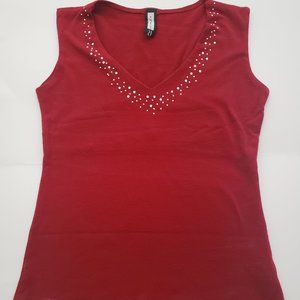 FOREVER 21 RED TANK TOP WITH BEADING